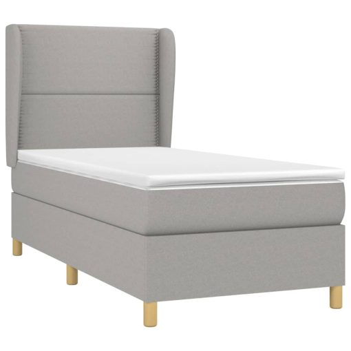 Box spring postelja z vzmetnico svetlo siva 90x190 cm blago - Image 3