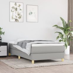 Box spring postelja z vzmetnico svetlo siva 90x190 cm blago