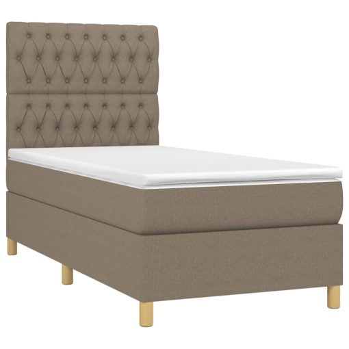 Box spring postelja z vzmetnico taupe 100x200 cm blago - Image 3