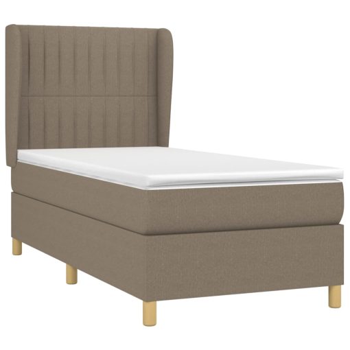 Box spring postelja z vzmetnico taupe 100x200 cm blago - Image 3