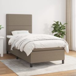 Box spring postelja z vzmetnico taupe 100x200 cm blago