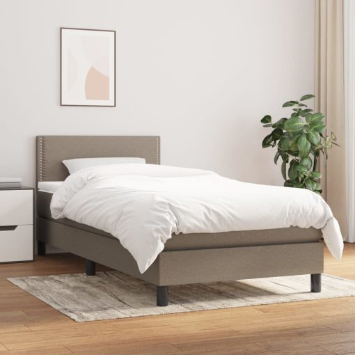 Box spring postelja z vzmetnico taupe 100x200 cm blago