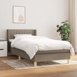 Box spring postelja z vzmetnico taupe 100x200 cm blago