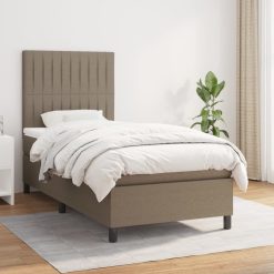 Box spring postelja z vzmetnico taupe 100x200 cm blago