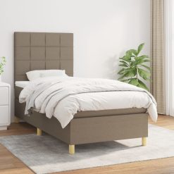 Box spring postelja z vzmetnico taupe 100x200 cm blago