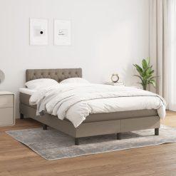 Box spring postelja z vzmetnico taupe 120x200 cm blago