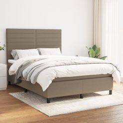 Box spring postelja z vzmetnico taupe 140x190 cm blago