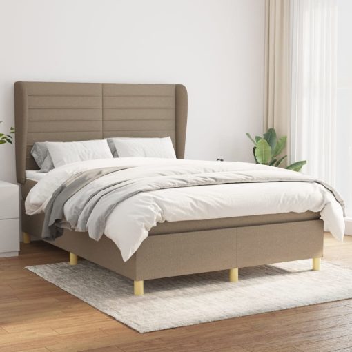 Box spring postelja z vzmetnico taupe 140x190 cm blago