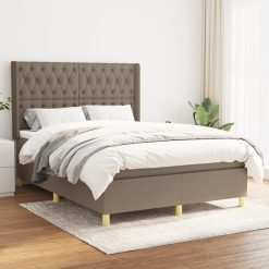 Box spring postelja z vzmetnico taupe 140x190 cm blago
