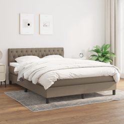 Box spring postelja z vzmetnico taupe 140x190 cm blago