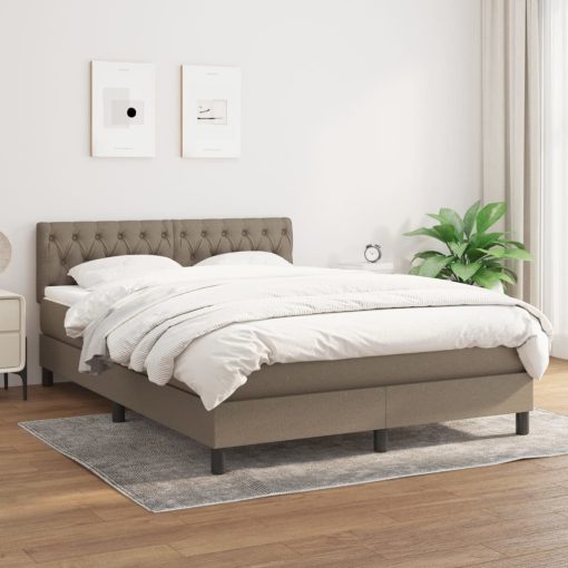 Box spring postelja z vzmetnico taupe 140x200 cm blago