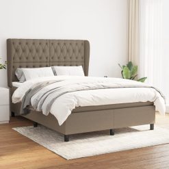 Box spring postelja z vzmetnico taupe 140x200 cm blago