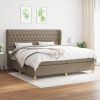 Box spring postelja z vzmetnico taupe 200x200 cm blago