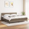 Box spring postelja z vzmetnico taupe 200x200 cm blago