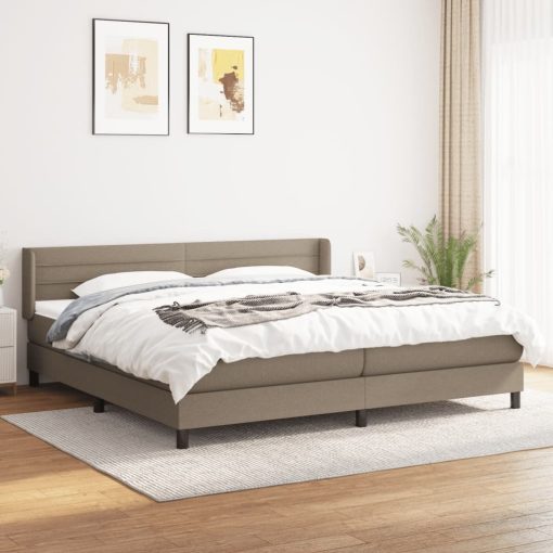 Box spring postelja z vzmetnico taupe 200x200 cm blago