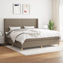 Box spring postelja z vzmetnico taupe 200x200 cm blago