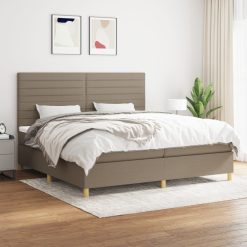 Box spring postelja z vzmetnico taupe 200x200 cm blago