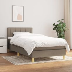 Box spring postelja z vzmetnico taupe 80x200 cm blago