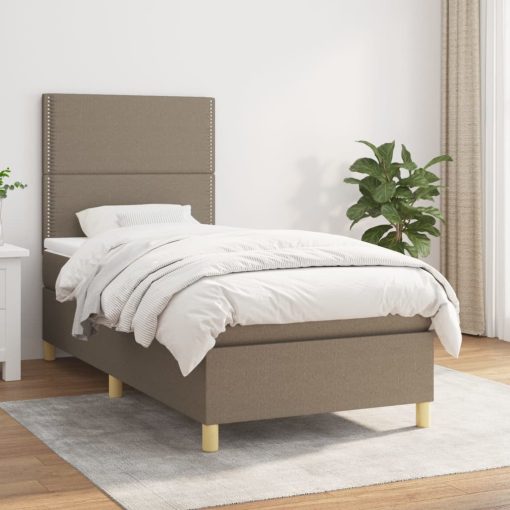 Box spring postelja z vzmetnico taupe 90x190 cm blago