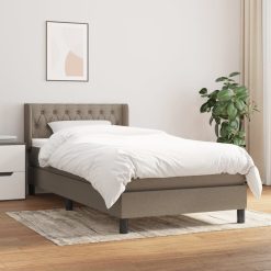 Box spring postelja z vzmetnico taupe 90x190 cm blago