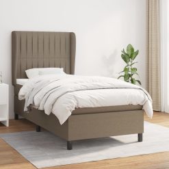 Box spring postelja z vzmetnico taupe 90x190 cm blago