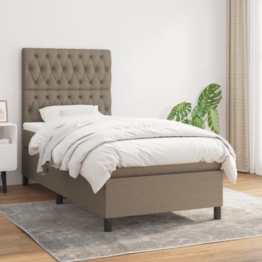 Box spring postelja z vzmetnico taupe 90x190 cm blago