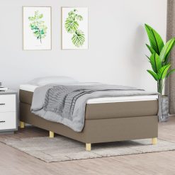 Box spring postelja z vzmetnico taupe 90x200 cm blago
