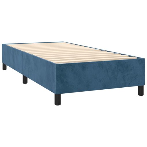 Box spring postelja z vzmetnico temno moder 90x190 cm žamet - Image 4