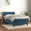 Box spring postelja z vzmetnico temno modra 100x200 cm žamet