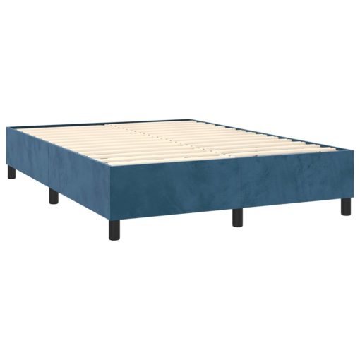 Box spring postelja z vzmetnico temno modra 140x200 cm žamet - Image 4