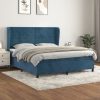 Box spring postelja z vzmetnico temno modra 160x200 cm žamet