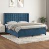 Box spring postelja z vzmetnico temno modra 160x200 cm žamet