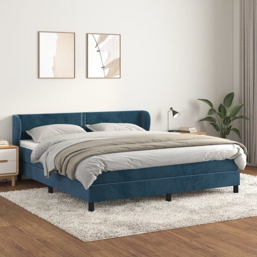 Box spring postelja z vzmetnico temno modra 180x200 cm žamet