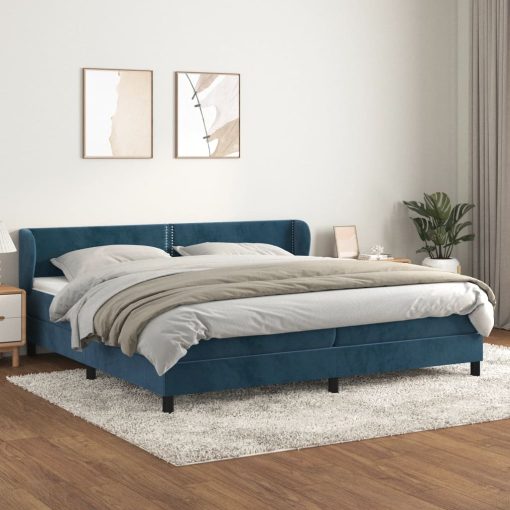 Box spring postelja z vzmetnico temno modra 200x200 cm žamet