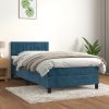 Box spring postelja z vzmetnico temno modra 90x200 cm žamet