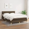 Box spring postelja z vzmetnico temno rjav 140x190 cm blago