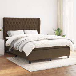 Box spring postelja z vzmetnico temno rjav 140x190 cm blago