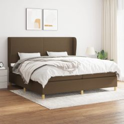 Box spring postelja z vzmetnico temno rjav 200x200 cm blago