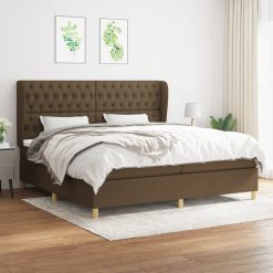 Box spring postelja z vzmetnico temno rjav 200x200 cm blago