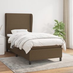 Box spring postelja z vzmetnico temno rjav 90x190 cm blago