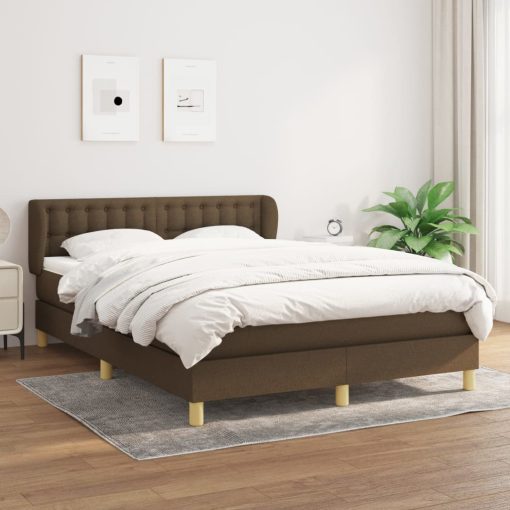 Box spring postelja z vzmetnico temno rjava 140x200 cm blago