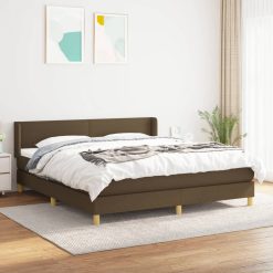 Box spring postelja z vzmetnico temno rjava 160x200 cm blago