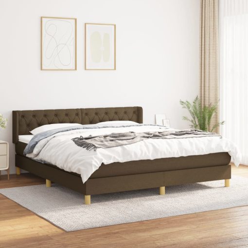 Box spring postelja z vzmetnico temno rjava 160x200 cm blago