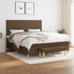 Box spring postelja z vzmetnico temno rjava 160x200 cm blago