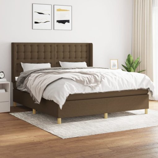 Box spring postelja z vzmetnico temno rjava 180x200 cm blago