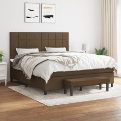 Box spring postelja z vzmetnico temno rjava 180x200 cm blago