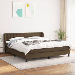 Box spring postelja z vzmetnico temno rjava 180x200 cm blago