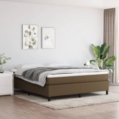 Box spring postelja z vzmetnico temno rjava 180x200 cm blago