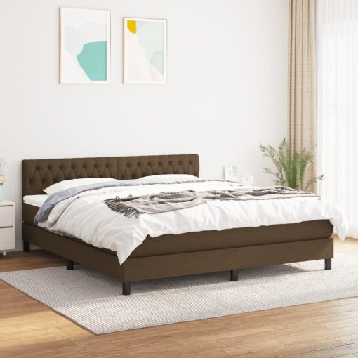 Box spring postelja z vzmetnico temno rjava 180x200 cm blago