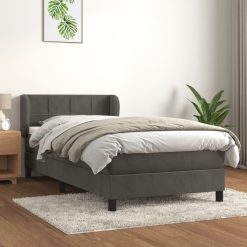 Box spring postelja z vzmetnico temno siv 90x190 cm žamet